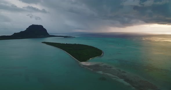 Scenic Landscape Wild Nature Tropical Island with Rocky Mountains Overgrown Dense Green Jungle Tree alt