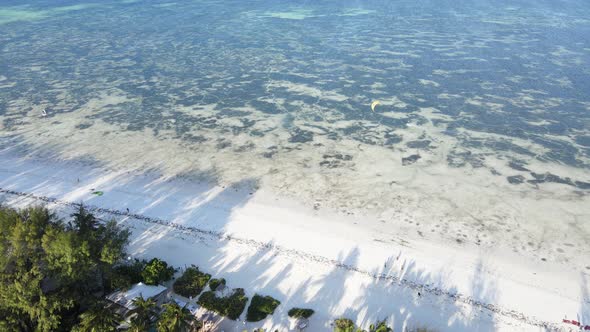 Zanzibar Tanzania  Aerial View of the Ocean Near the Shore of the Island Slow Motion alt