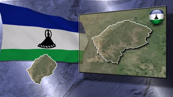Lesotho Flag And Map Animation alt