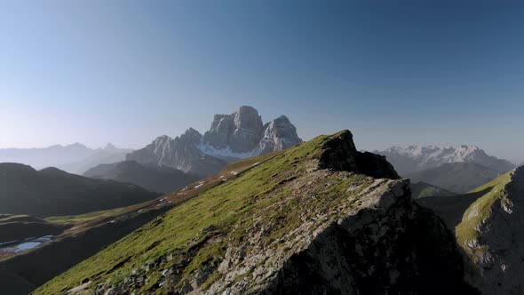 Aerial Fly Over Dolomites Mountains in Italy South Tyrol alt