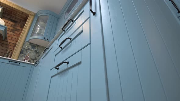 Low Angle View to Furniture at Modern Classic Luxurious Kitchen alt