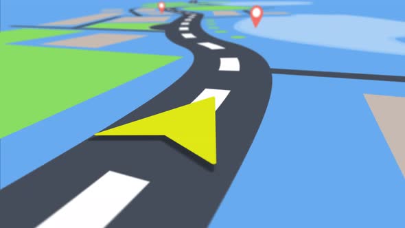 GPS navigator showing the movement of the arrow around the city alt