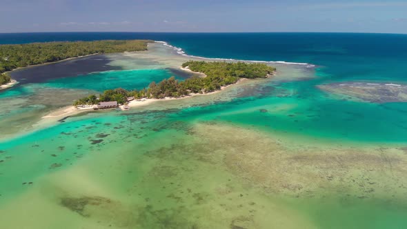 Drone aerial view of Erakor Island, Vanuatu, Port Vila
