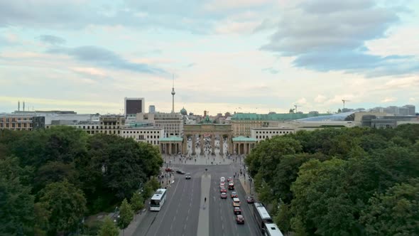 Brandenburg Gate in Capital of Germany, Europe, Berlin Skyline at the Background