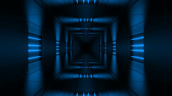 Blue Abstract Neon Tunnel