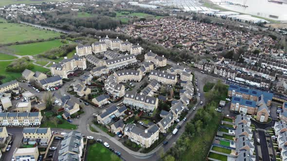A panoramic view of a british neighbourhood in Greenhithe, Kent alt