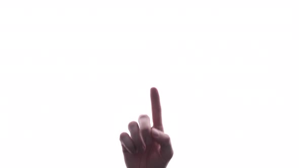 Person does hand gesture with bright white backdrop 30 alt
