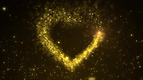 Gold Particles Forming A Heart Shape 4k 60 fps