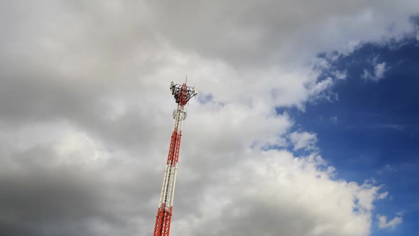 Time-lapse of telecommunications tower and the sky