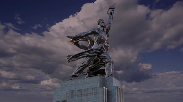 monument Rabochiy i Kolkhoznitsa, sculptor Vera Mukhina, Moscow, Russia. Made of in 1937