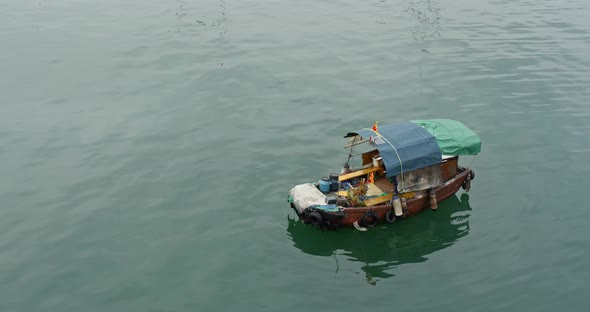 Hong Kong sampan on the sea
