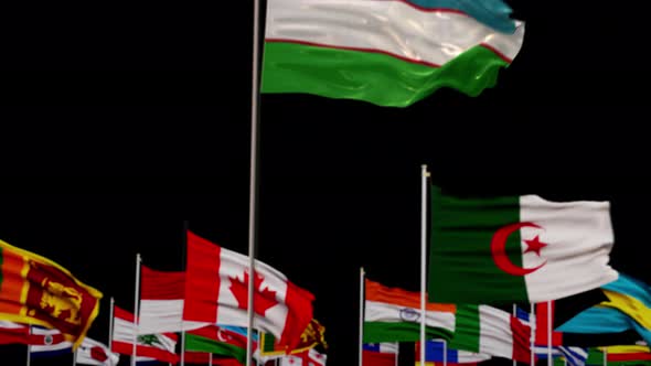 Uzbekistan Flag With World Flags In Alpha Channel