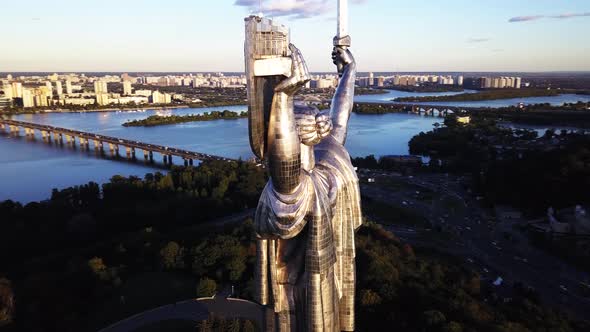 Monument Motherland. Aerial. Kyiv. Ukraine alt