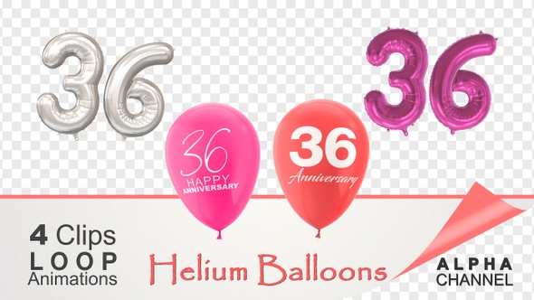 36 Anniversary Celebration Helium Balloons Pack
