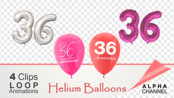 36 Anniversary Celebration Helium Balloons Pack alt