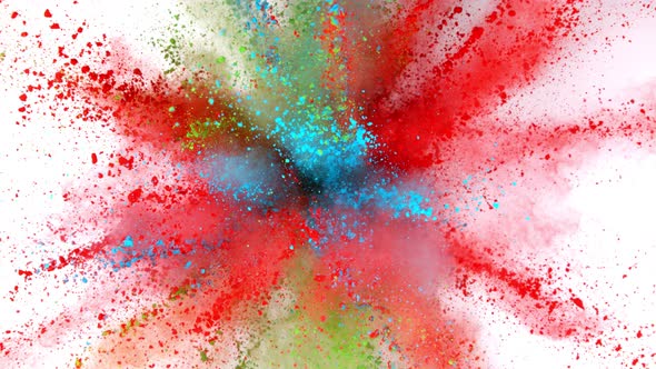 Super Slow Motion Shot of Color Powder Explosion Isolated on White Background at 1000Fps alt