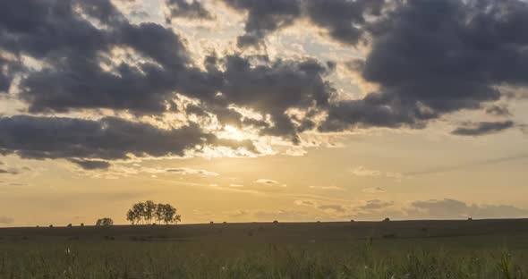 Flat Hill Meadow Timelapse at the Summer Sunset Time alt