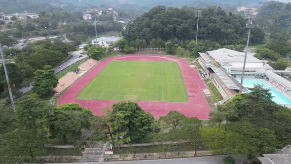 Aerial view of field in Public University in Malaysia