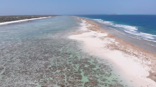 Ocean Coastline and Barrier Reef at Low Tide Zanzibar Matemwe Aerial View alt
