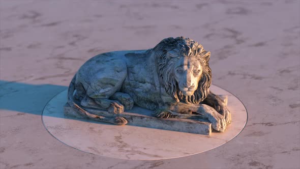 The Sculpture of a Lion Flips Over on the Platform alt