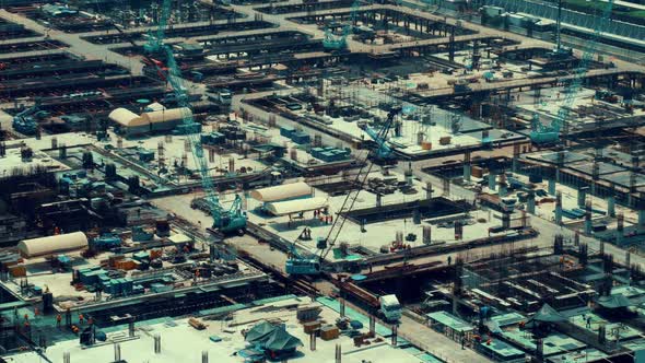 Large Construction Site with Heavy Construction Machinery in Metropolis alt