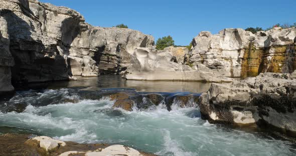 The Sautadet waterfalls, river Ceze, La Roque sur Ceze, Gard department,Occitanie, France alt
