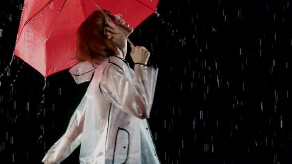 Beautiful Woman Dancing In The Rain alt