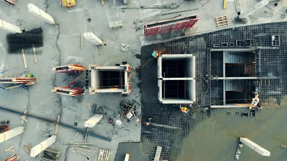 Top View of a Concrete Platform Being Constructed alt