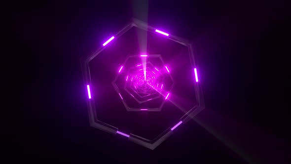 4k Colorful Lighted Hexagonal Tunnel 2