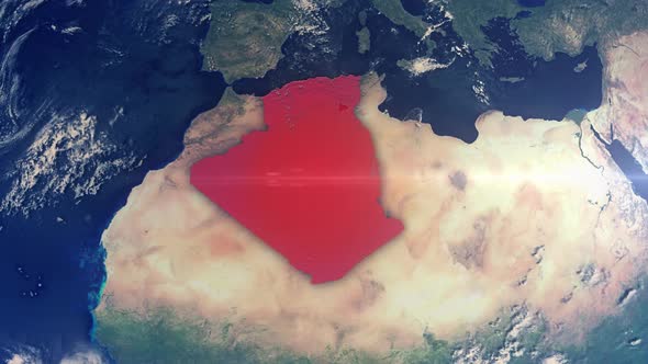 Realistic Earth Zoom Red Alert Highlight Country Algeria alt