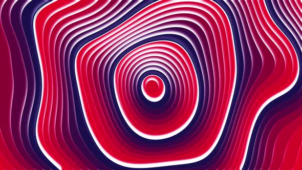 Abstract 3d wavy rings in motion. Colorful circular stripes in a row rippling. alt