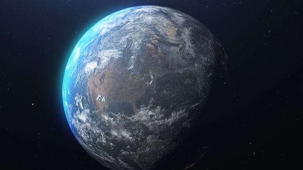 Earth Zoom in On North America continent, Space view alt