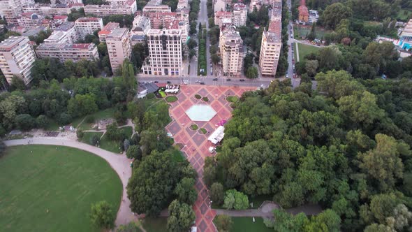 Aerial View in  Quality at Urban Park with Meadow Trees and Paths alt
