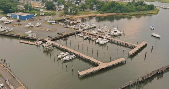 Aerial View Harbor Pier for Many Boat Near the Ocean Bay alt
