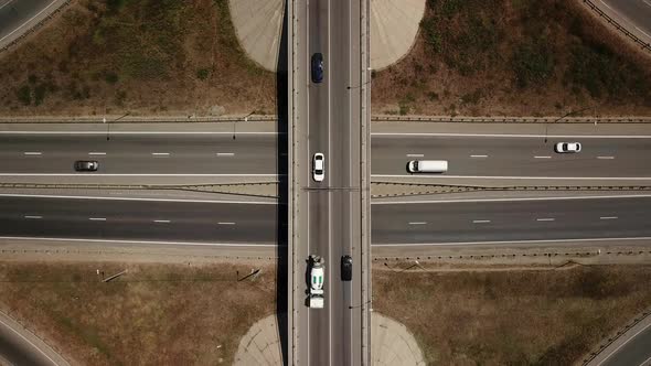 Aerial View of Transport Junction, Traffic Cross Road Junction Day alt