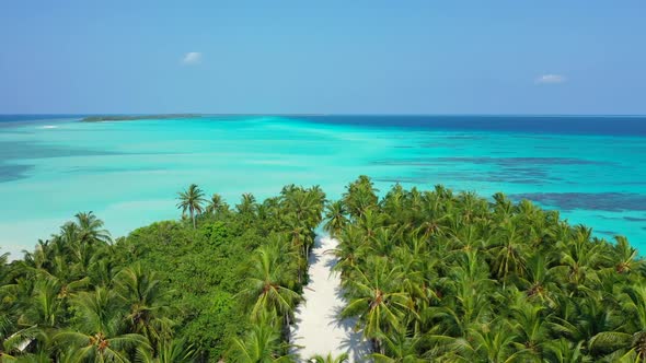 Aerial view sky of perfect lagoon beach break by blue lagoon with white sandy background of a dayout alt