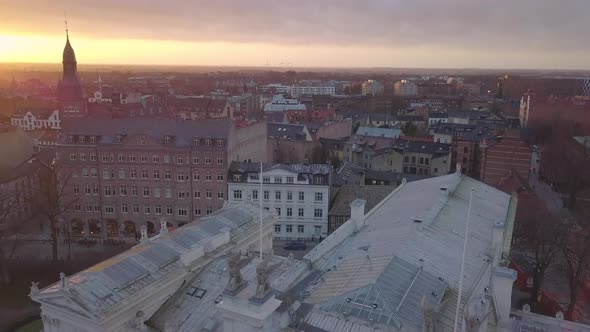 Drone Shot Flying up Over Lund City