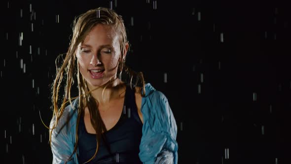 Beautiful Female Hip Hop Dancer In The Rain alt