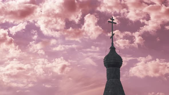 Dome Of A Christian Temple At Sunset