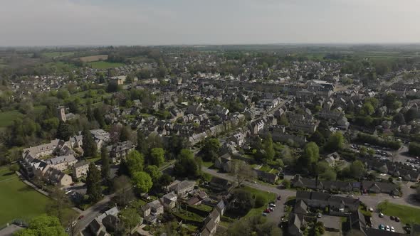 Chipping Norton Cotswold Town Aerial View Spring Season Goodbye Shot