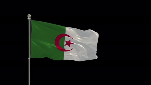 Algeria  Looping Of The Waving Flag Pole With Alpha