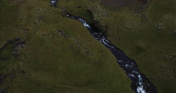 Aerial River Iceland Waterfall