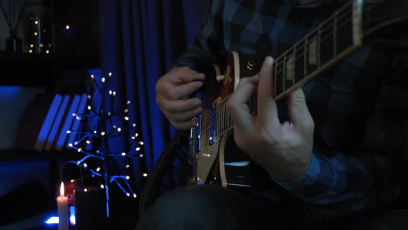 Professional guitarist plays romantic lyric ballad on electric guitar alt