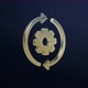 Golden Icon. Gear With Arrows Rotate Around it Axis on a Dark Blue Studio Background. Seamless Loop. - VideoHive Item for Sale