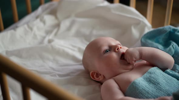 Little Cute Causian Baby Boy Boy Asks to Eat