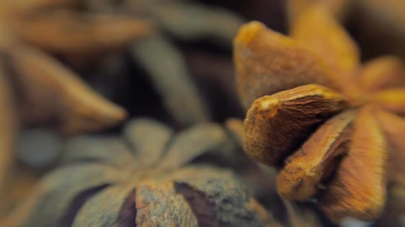 Fragrant, Aromatic, Natural And Good For Health Anise Star-Shaped Lie On A Table