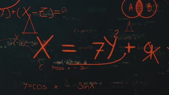 The camera flies through math formulas in the background.