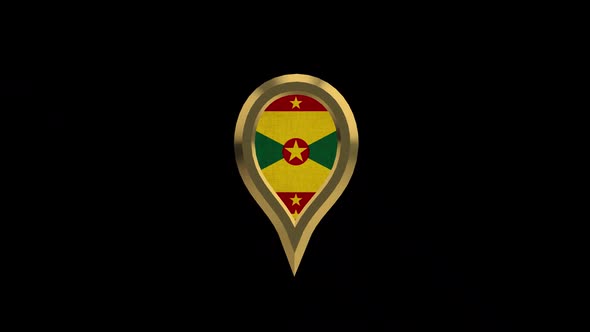 Grenada Flag 3D Rotating Location Gold Pin Icon alt