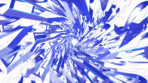 Blue low poly oscillating triangles. Blue polygonal geometric oscillating environment