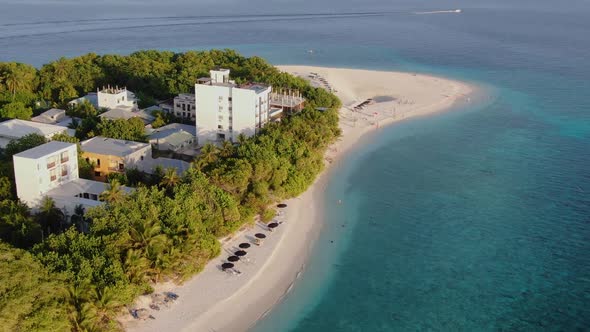 Ukulhas Maldive Island Sunset Aerial View